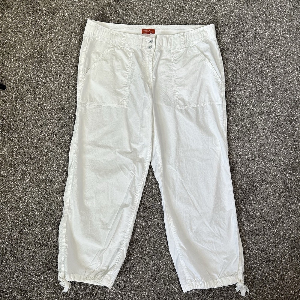 RELAX by Tommy Bahama White Cropped Pants -Women's 10- Cotton Drawstring Hem